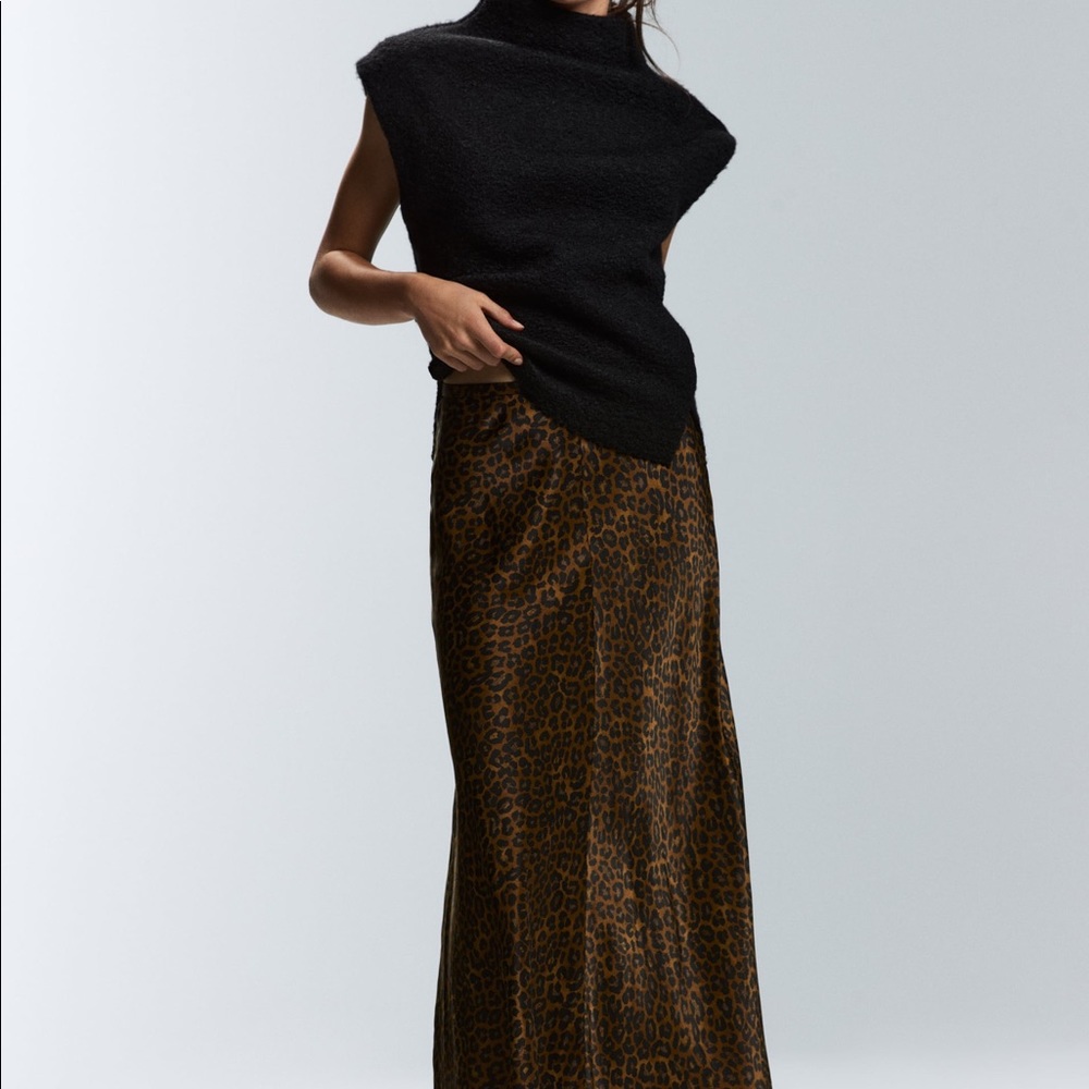 NWT Zara leopard print satin skirt